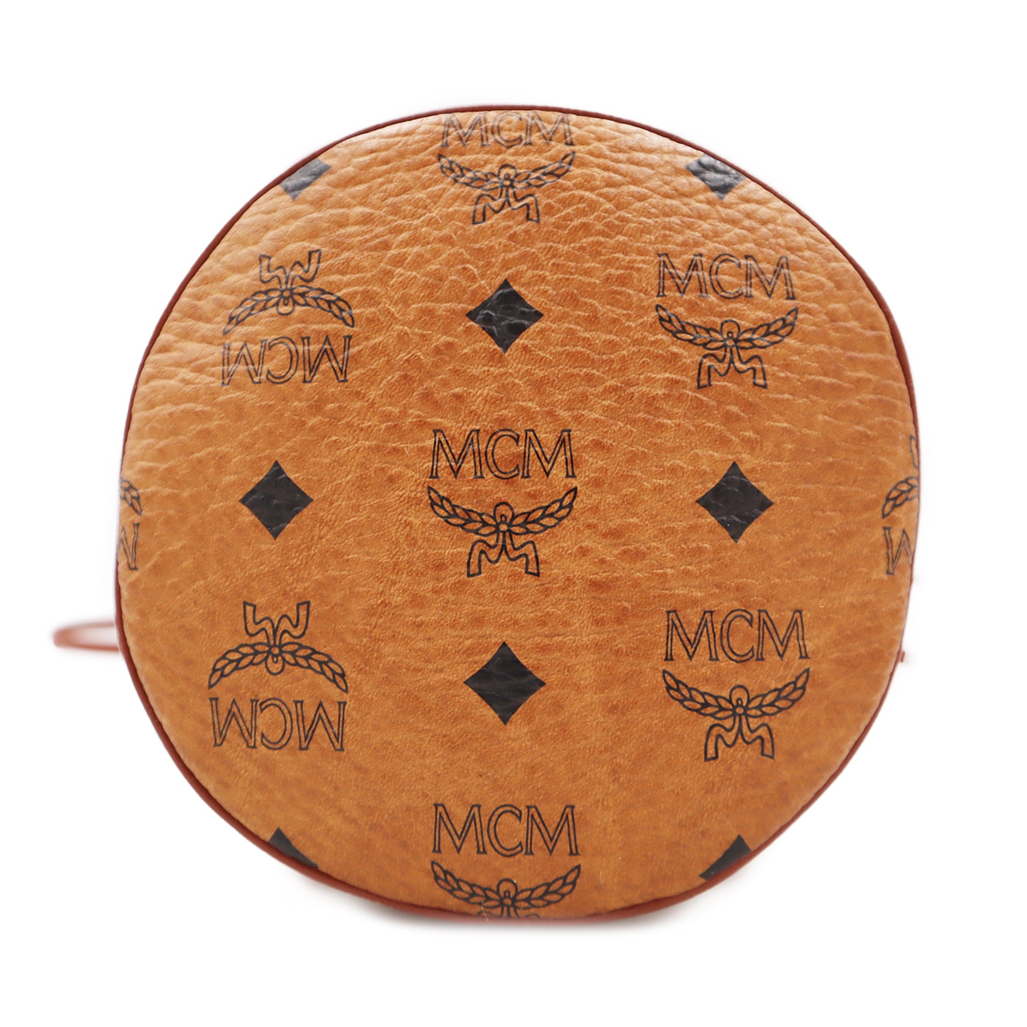 MCM Visetos Leather Mini Drawstring Bucket Bag