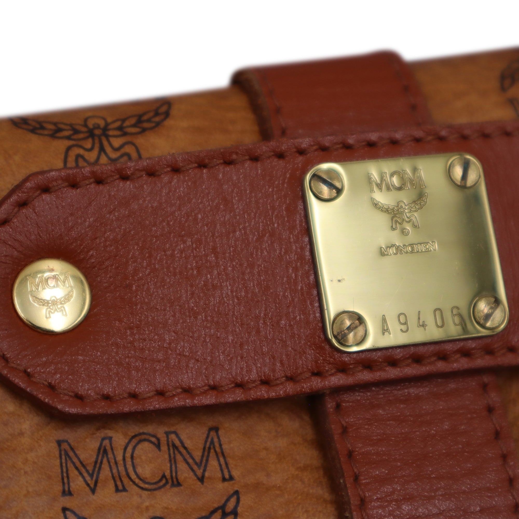 MCM Visetos Leather Large Flap Messenger Crossbody Bag