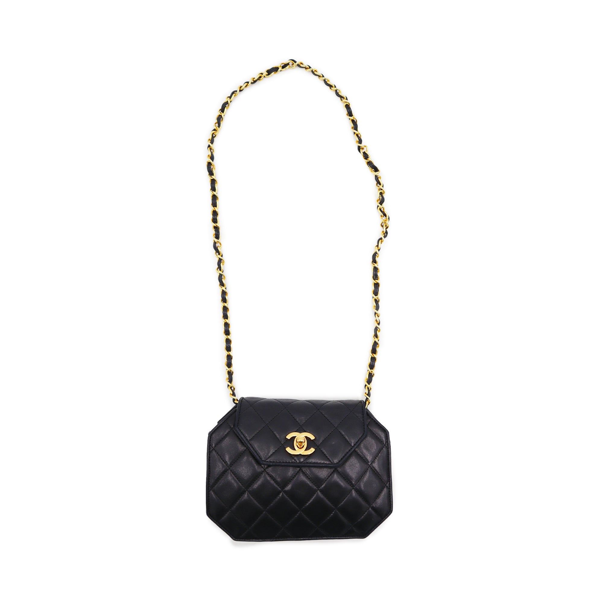 Pre-Owned Chanel Quilted Lambskin Octagonal Small Flap Shoulder Bag 1069031
