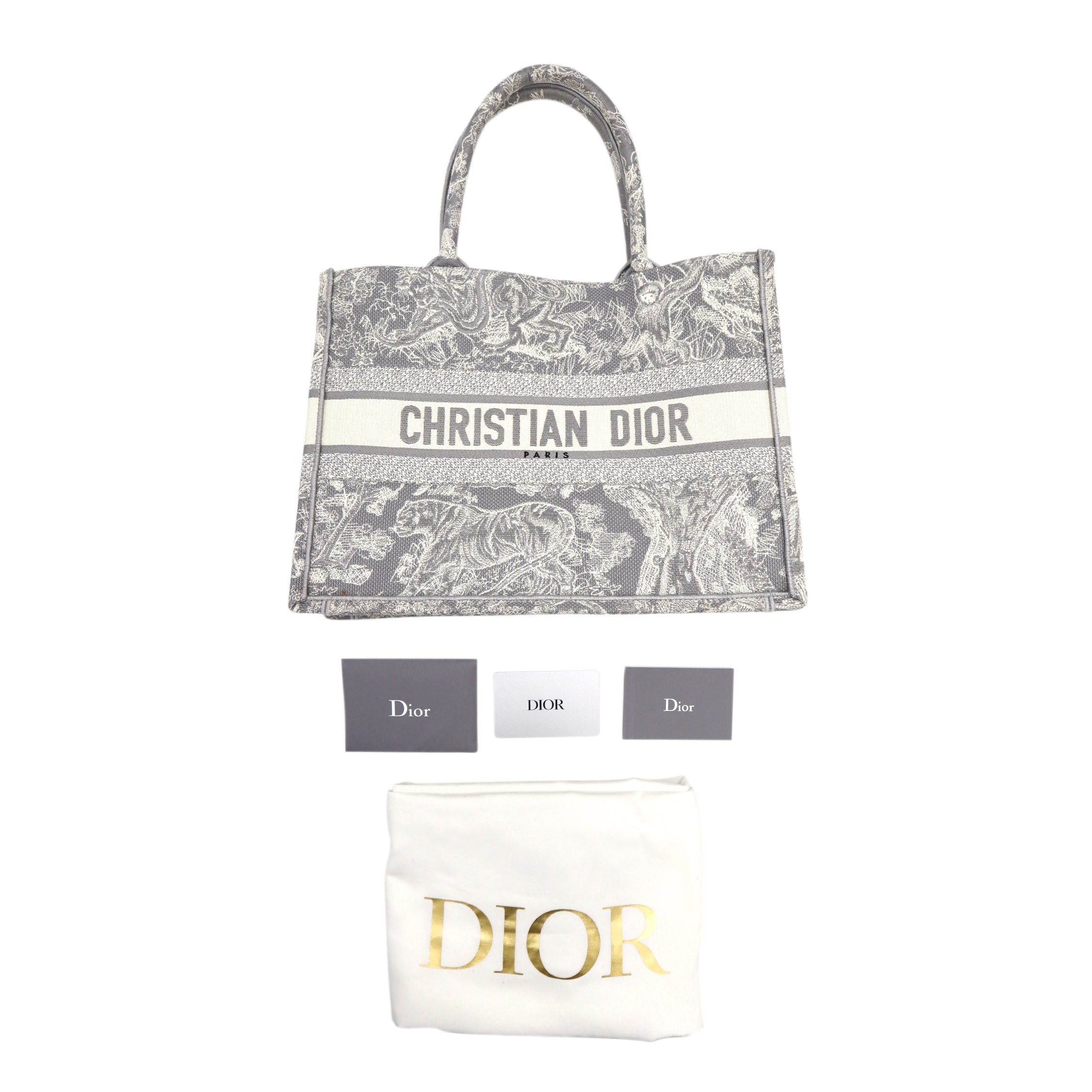 Pre-Owned Dior Toile De Jouy Reverse Embroidery Medium Book Tote
