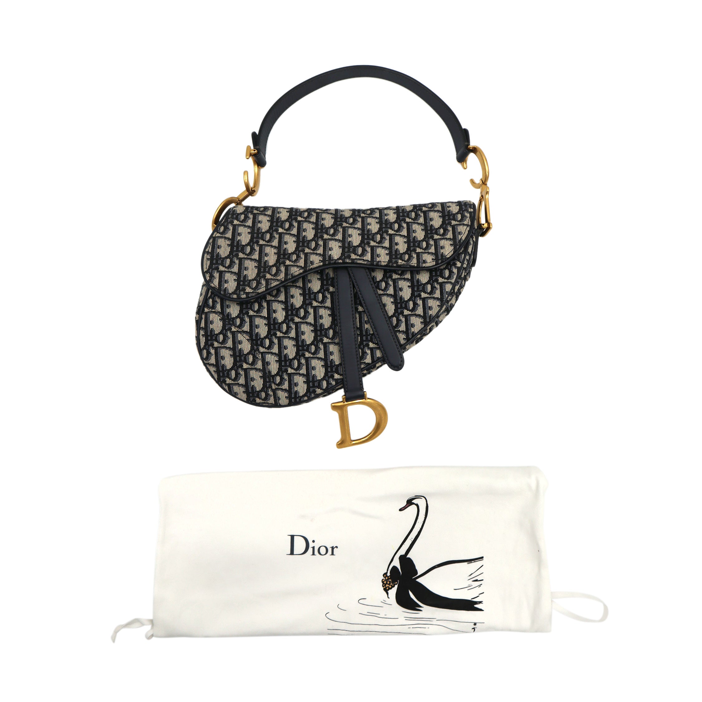 Pre-Owned Dior Trotter Canvas Saddle Shoulder Bag