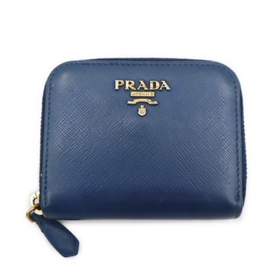 Prada Saffiano Compact Zip Around Coin Purse