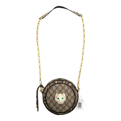 Gucci GG Canvas Patchwork Cat Round Shoulder Bag