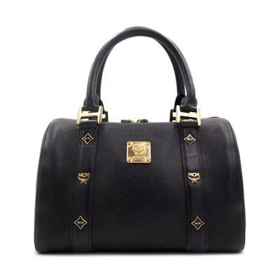 MCM Leather Studded Boston Bag