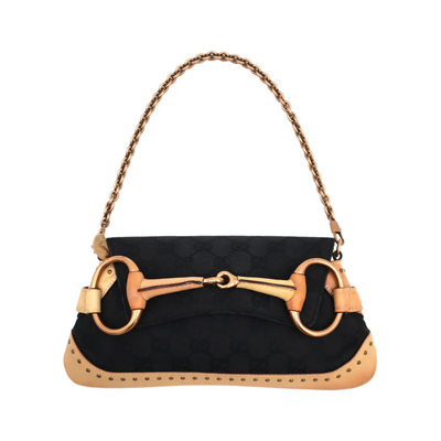 Gucci GG Canvas Sudded Horsebit Chain Shoulder Bag