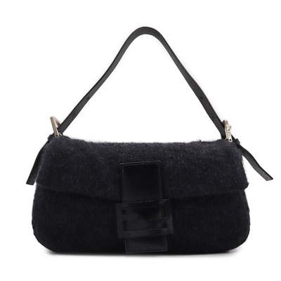 Fendi Knitted Wool Yarn Baguette Shoulder Bag